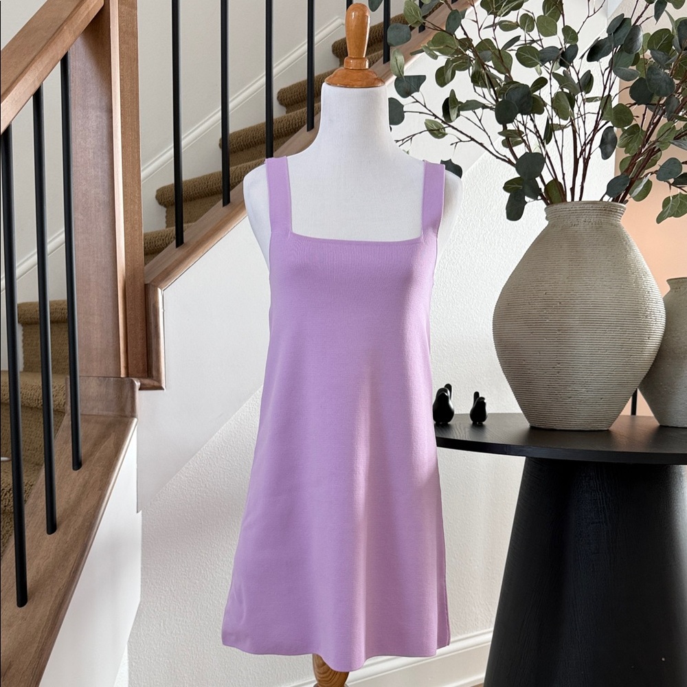 ZARA Lavender Mini Dress, Square Neck, Sleeveless Shift Dress Size:  small